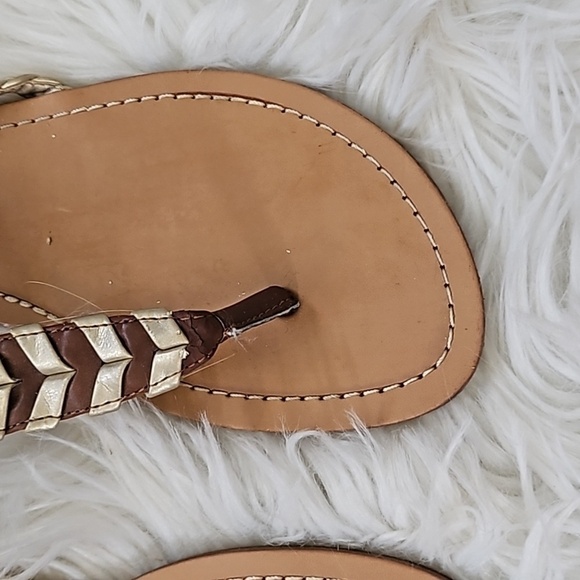 Guess Brown and Gold Braided Sandals with Buckle Accent - Picture 3 of 15